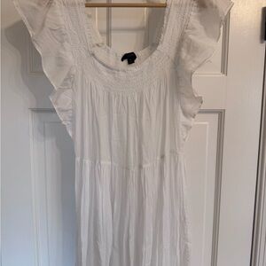 J. Crew White Smocked Maxi Dress